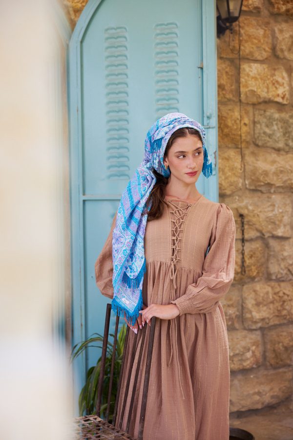 ⁦מטפחת מרובעת נהרה תכלת⁩ – תמונה ⁦3⁩